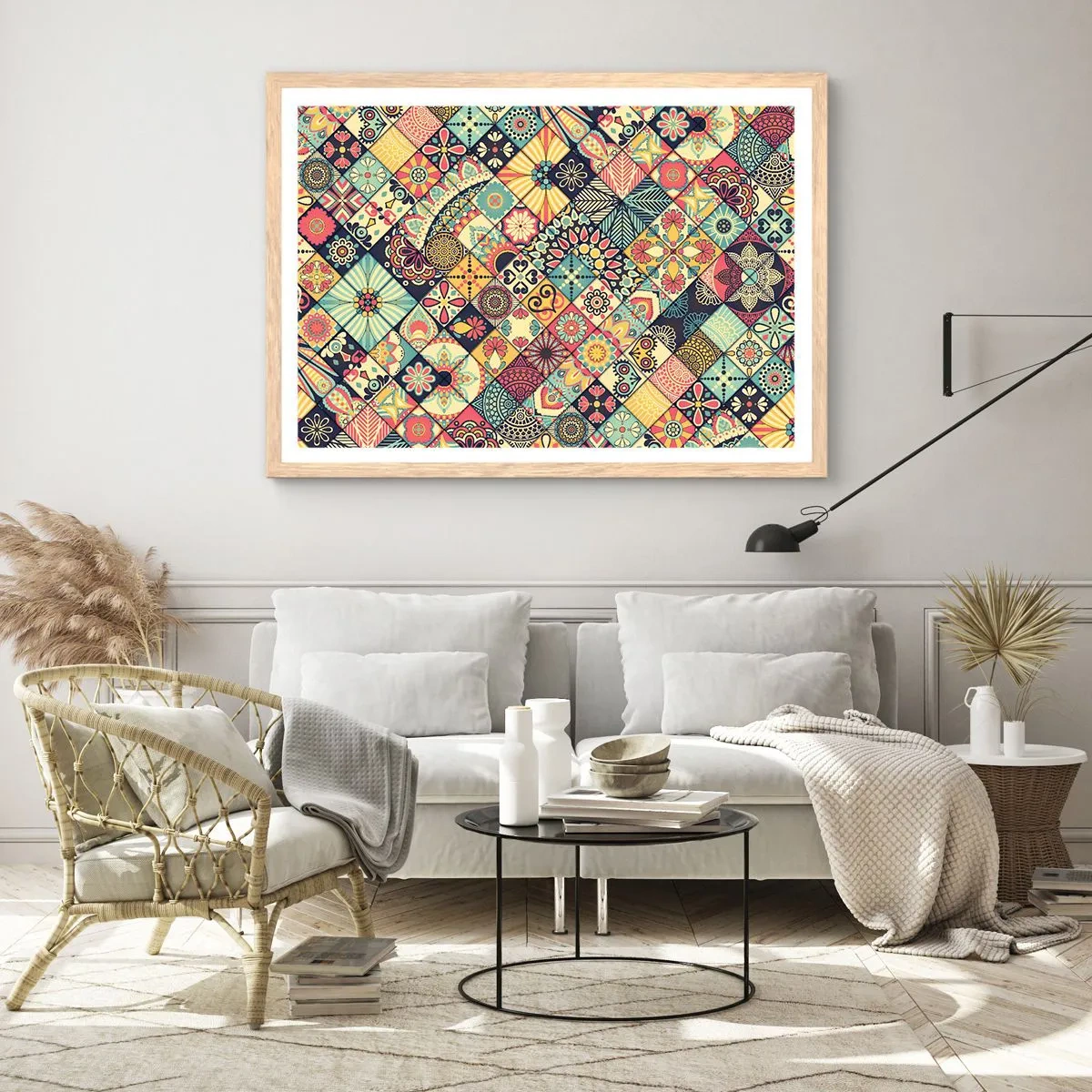 Affiche dans un chêne clair - Poster - Ambiance marocaine - 100x70 cm