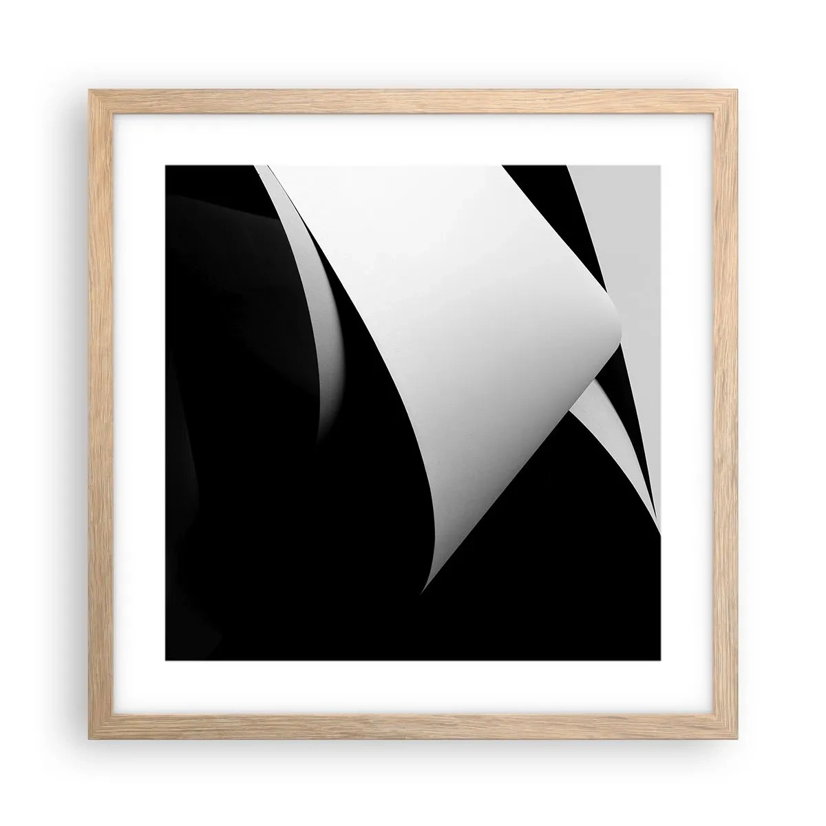Affiche dans un chêne clair - Poster - Plans de lumière venus des profondeurs de l'ombre - 40x40 cm