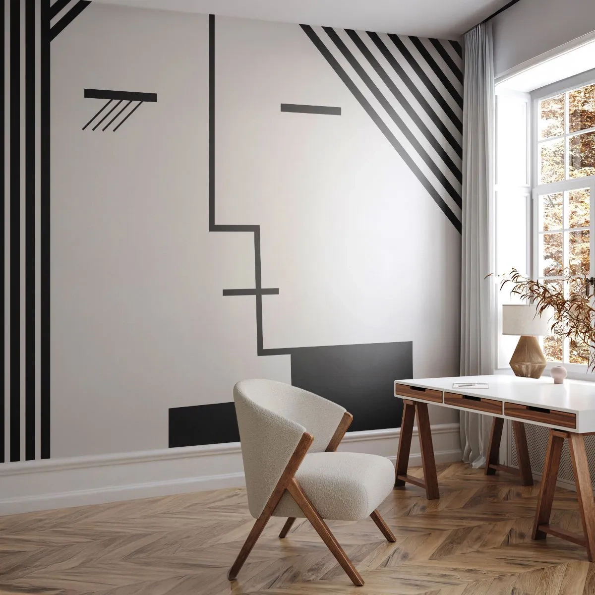 Papier Peint Autocollant Deluxe Sticker - Juste un baiser - Art moderne, Noir et blanc, Affronter - 250x175 cm
