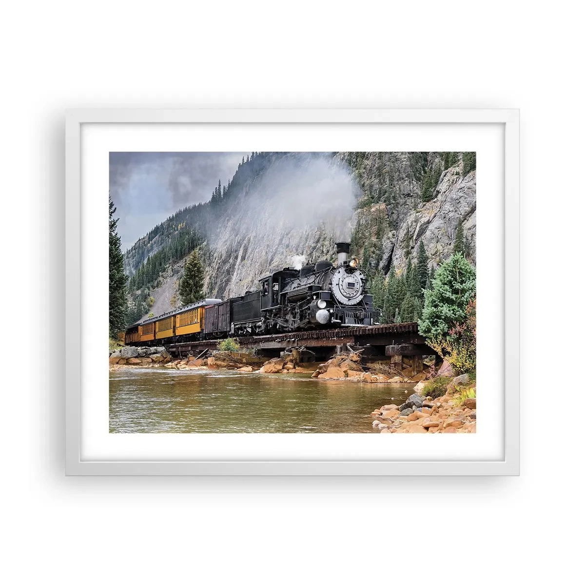 Affiche dans un cadre blanc - Poster - Et lui jusqu'où? Jusqu'où? - 50x40 cm