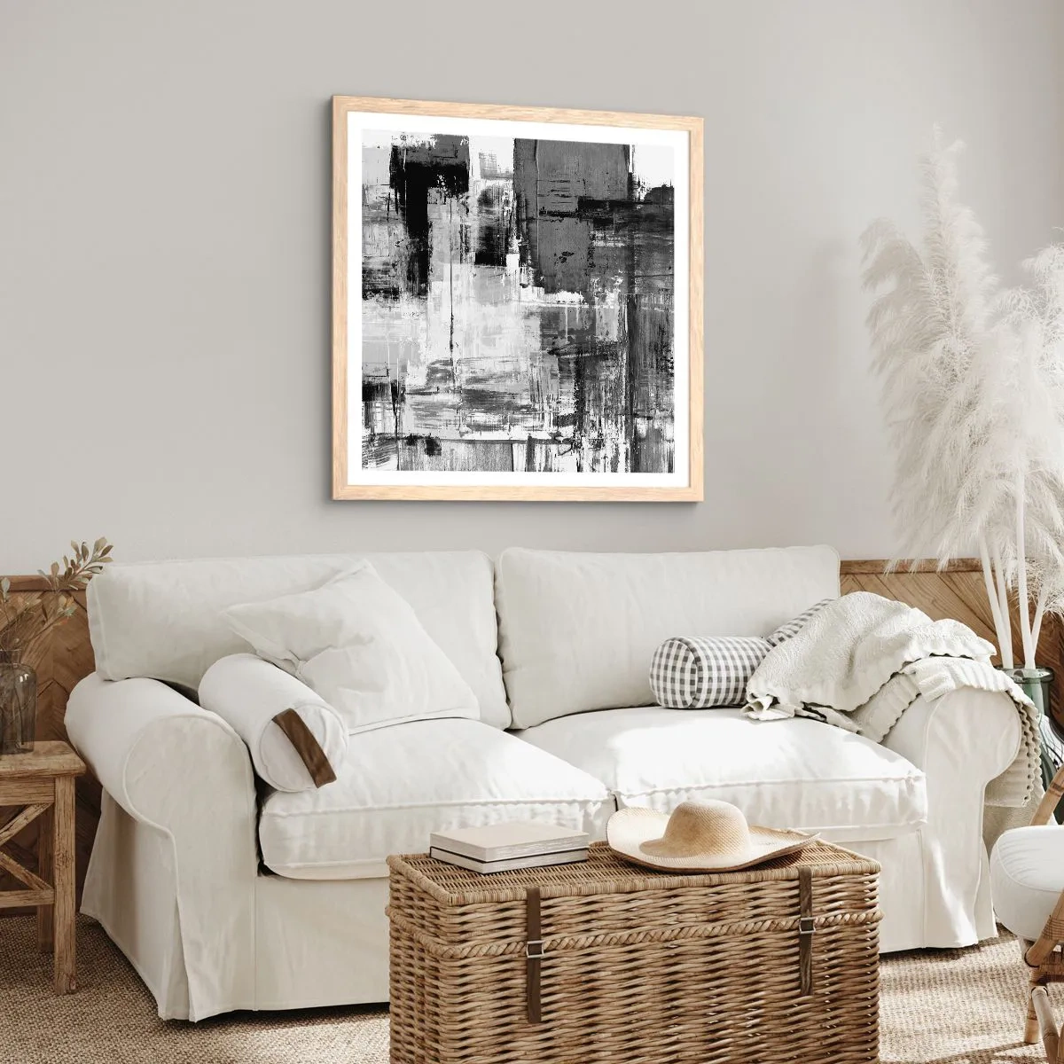 Affiche dans un chêne clair - Poster - Le gris est beau - 50x50 cm