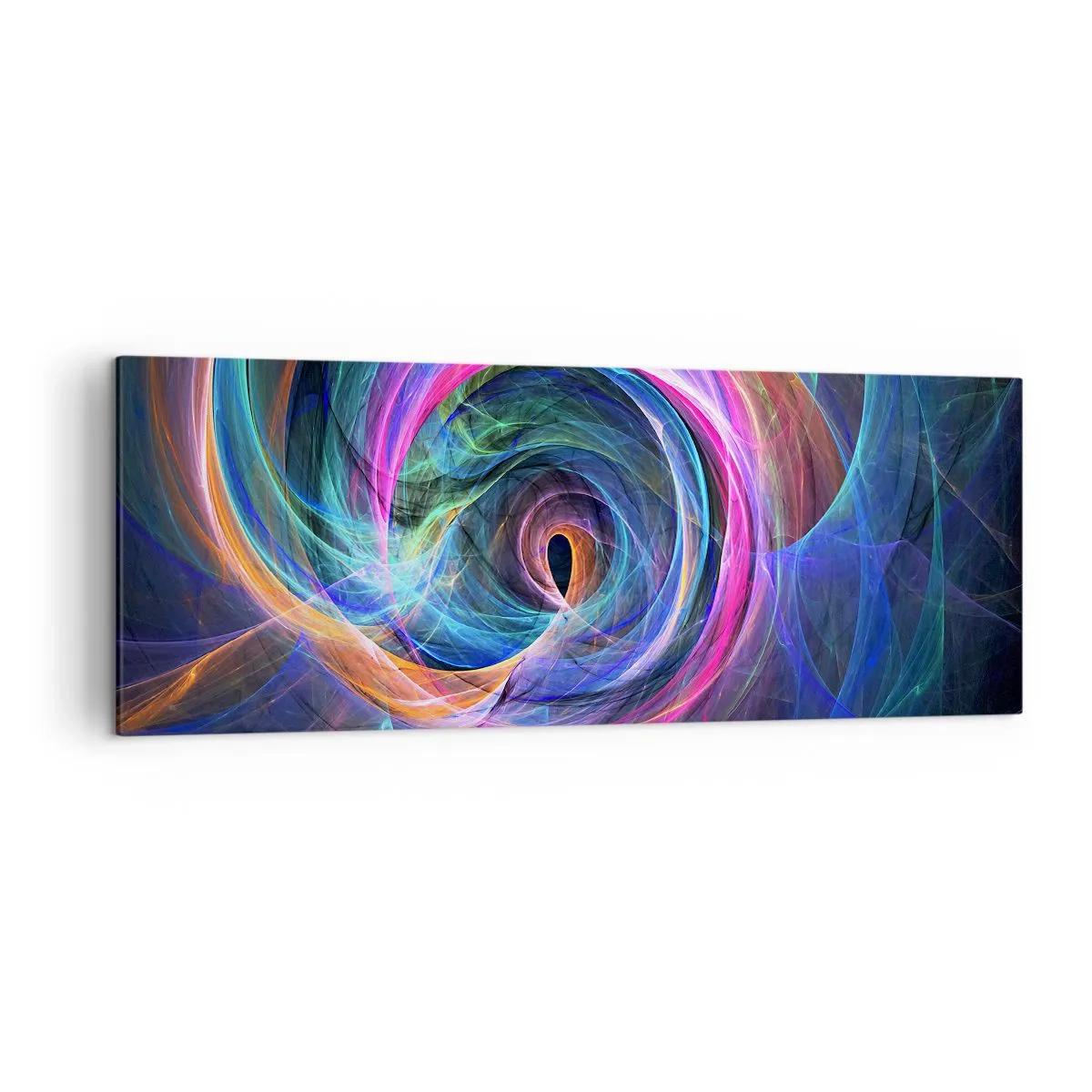 Impression sur toile - Image sur toile - Un tourbillon abstrait de couleurs dans des tons de violet, de rose et de bleu. - 140x50cm - Où m'emmènes-tu ? - Décoration murale moderne pour le salon et la chambre ARTTOR