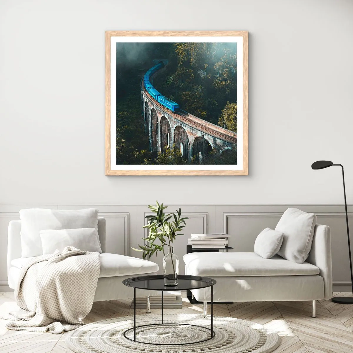 Affiche dans un chêne clair - Poster - Train nature - 30x30 cm