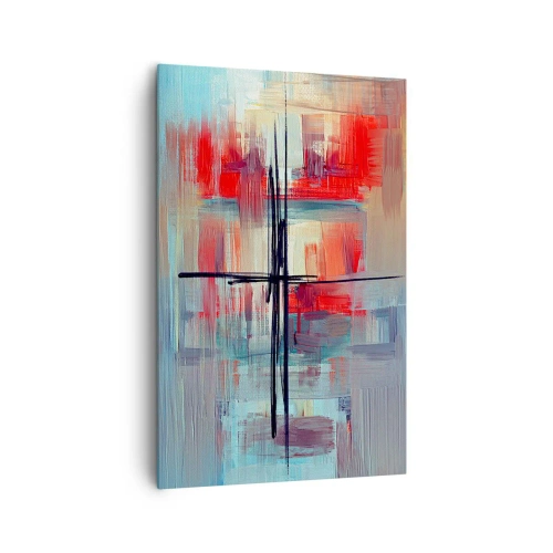 Impression sur toile - Image sur toile - Une composition abstraite aux couleurs intenses, aux lignes et aux formes géométriques. - 80x120cm - Un paysage dans une dimension inconnue - Décoration murale moderne pour le salon et la chambre ARTTOR