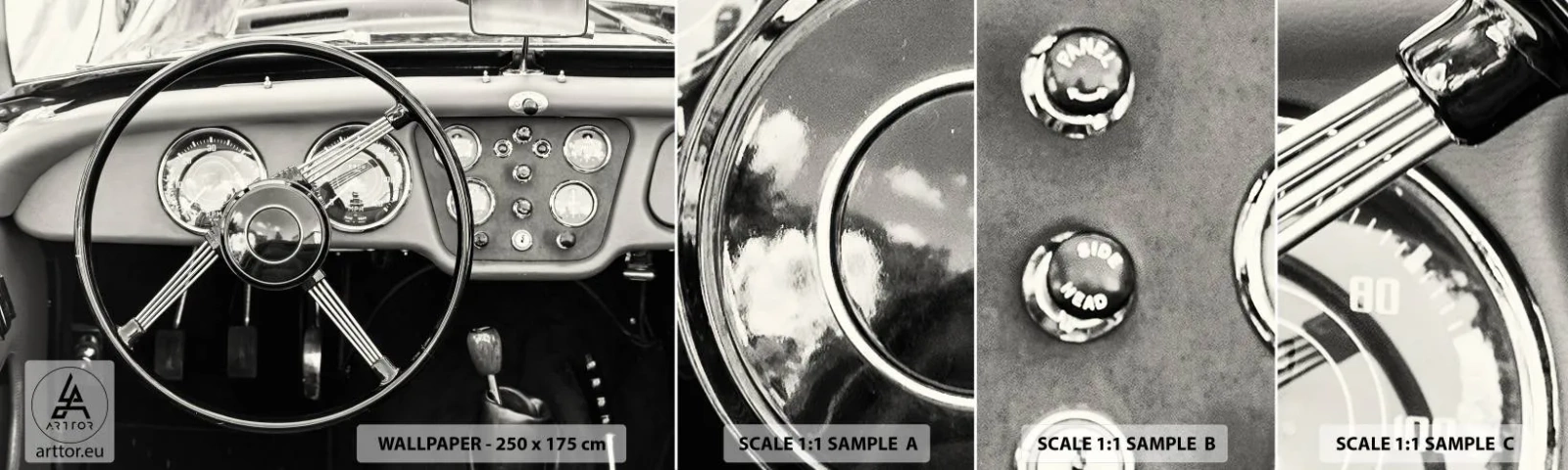 Échantillon De Papier Peint Standard Eco - Rêve de collectionneur - Voiture, Ancien, Automobile - 100x30 cm