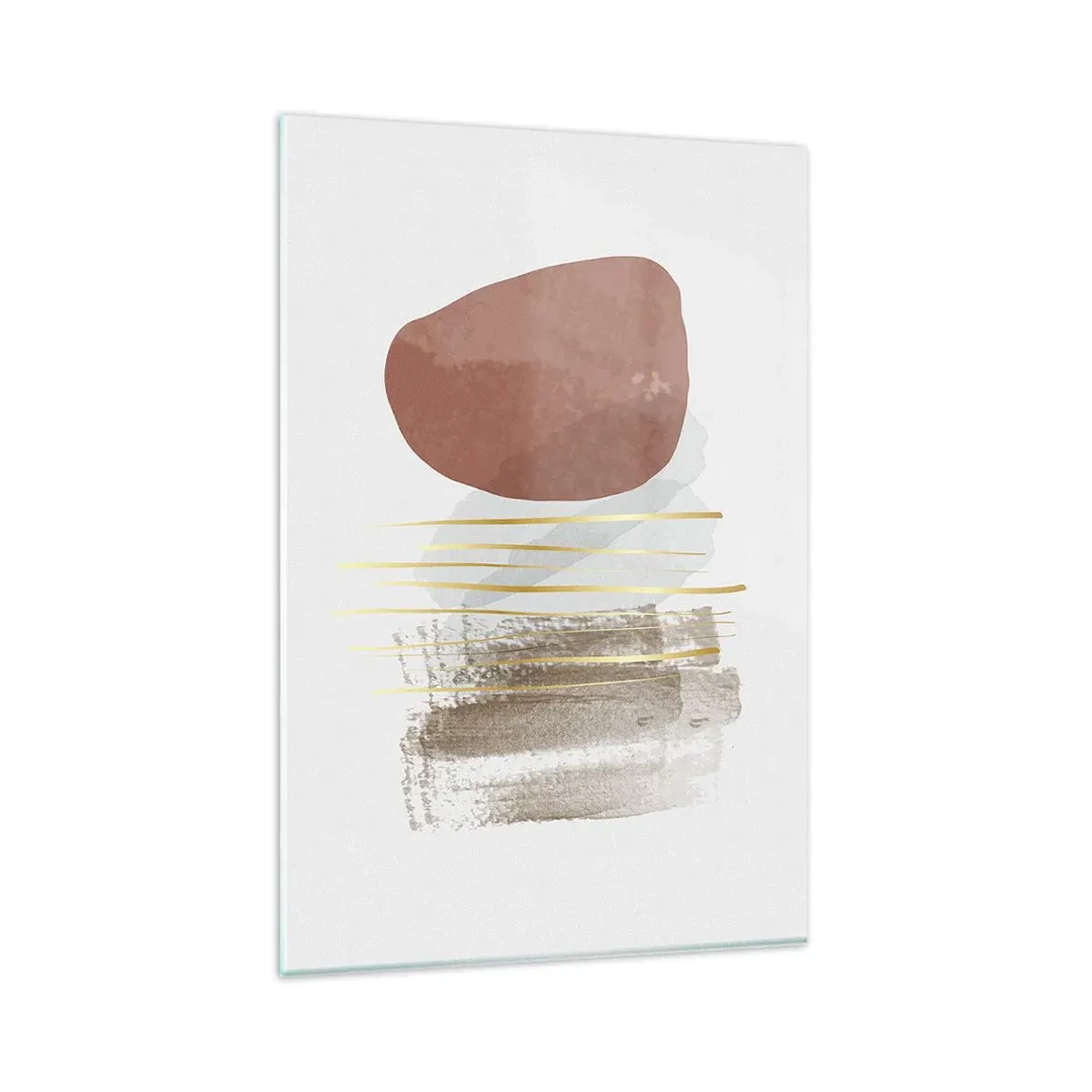 Impression sur verre - Image sur verre - Composition abstraite dans les tons beige et or - 80x120cm - Colonnade abstraite - Décoration murale moderne pour le salon et la chambre ARTTOR