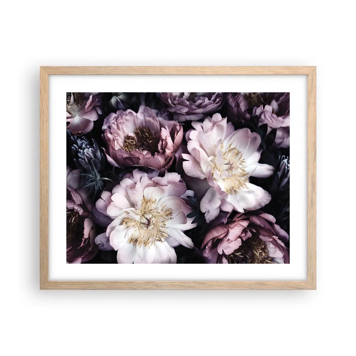 Affiche dans un chêne clair - Poster - Bouquet à l'ancienne - 50x40 cm