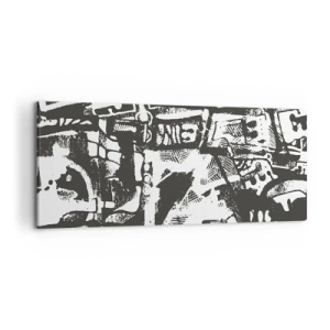 Impression sur toile - Image sur toile - Motif rétro monochrome abstrait - 120x50cm - Ordre ou chaos? - Décoration murale moderne pour le salon et la chambre ARTTOR