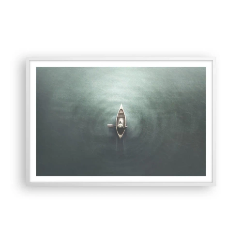Affiche dans un cadre blanc - Poster - À travers le lac de la lune - 91x61 cm