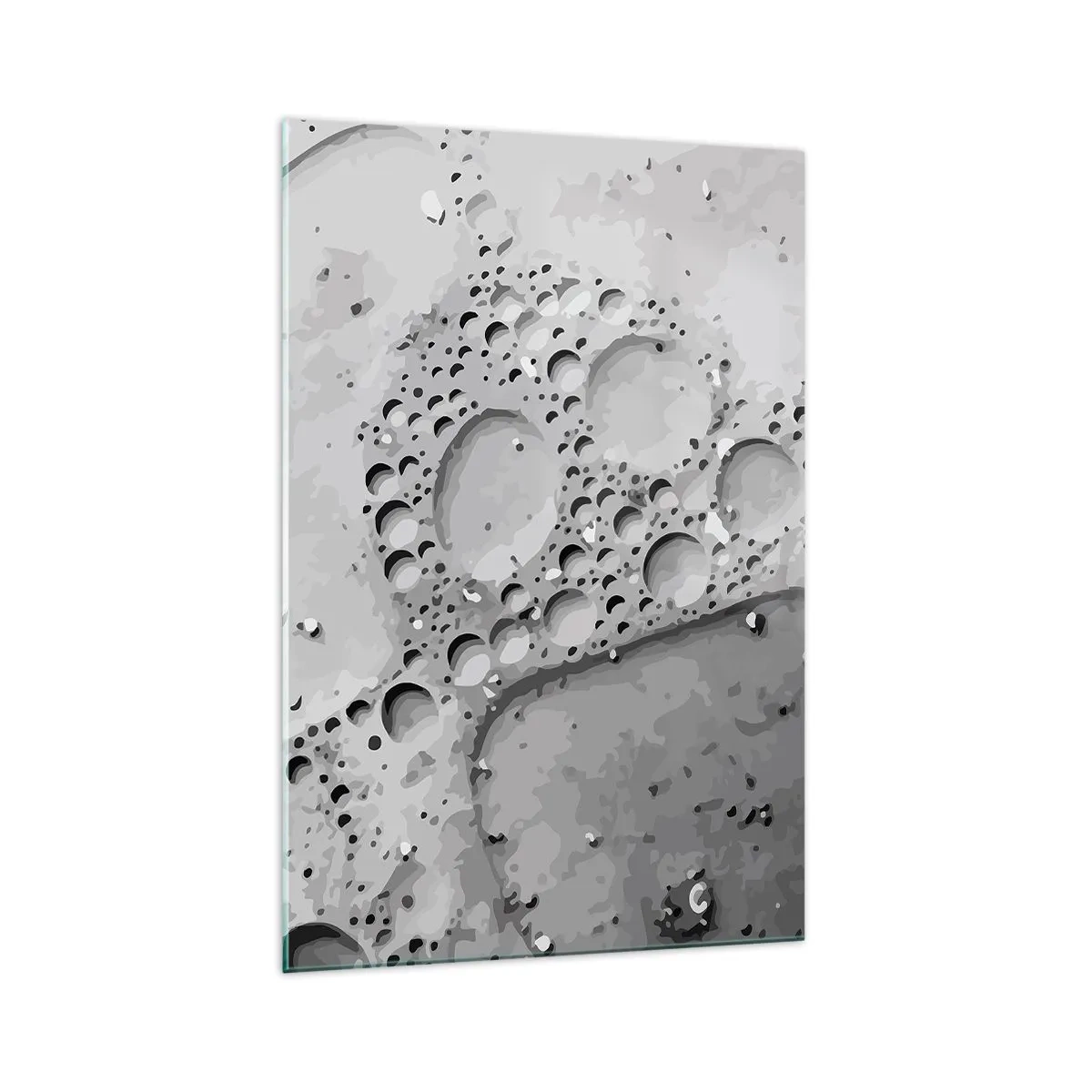 Impression sur verre - Image sur verre - Motif à bulles noir et blanc dans un style minimaliste - 70x100cm - Sentier de mousse - Décoration murale moderne pour le salon et la chambre ARTTOR
