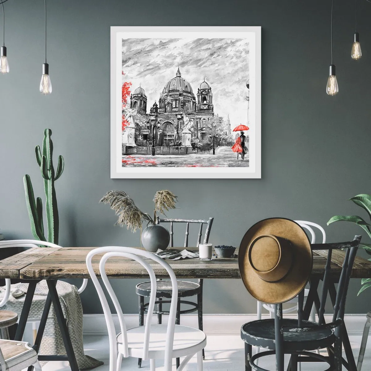 Affiche dans un cadre blanc - Poster - Rencontre berlinoise - 50x50 cm