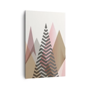 Impression sur toile - Image sur toile - Montagnes géométriques colorées aux tons pastel - 80x120cm - Vue pyramidale - Décoration murale moderne pour le salon et la chambre ARTTOR