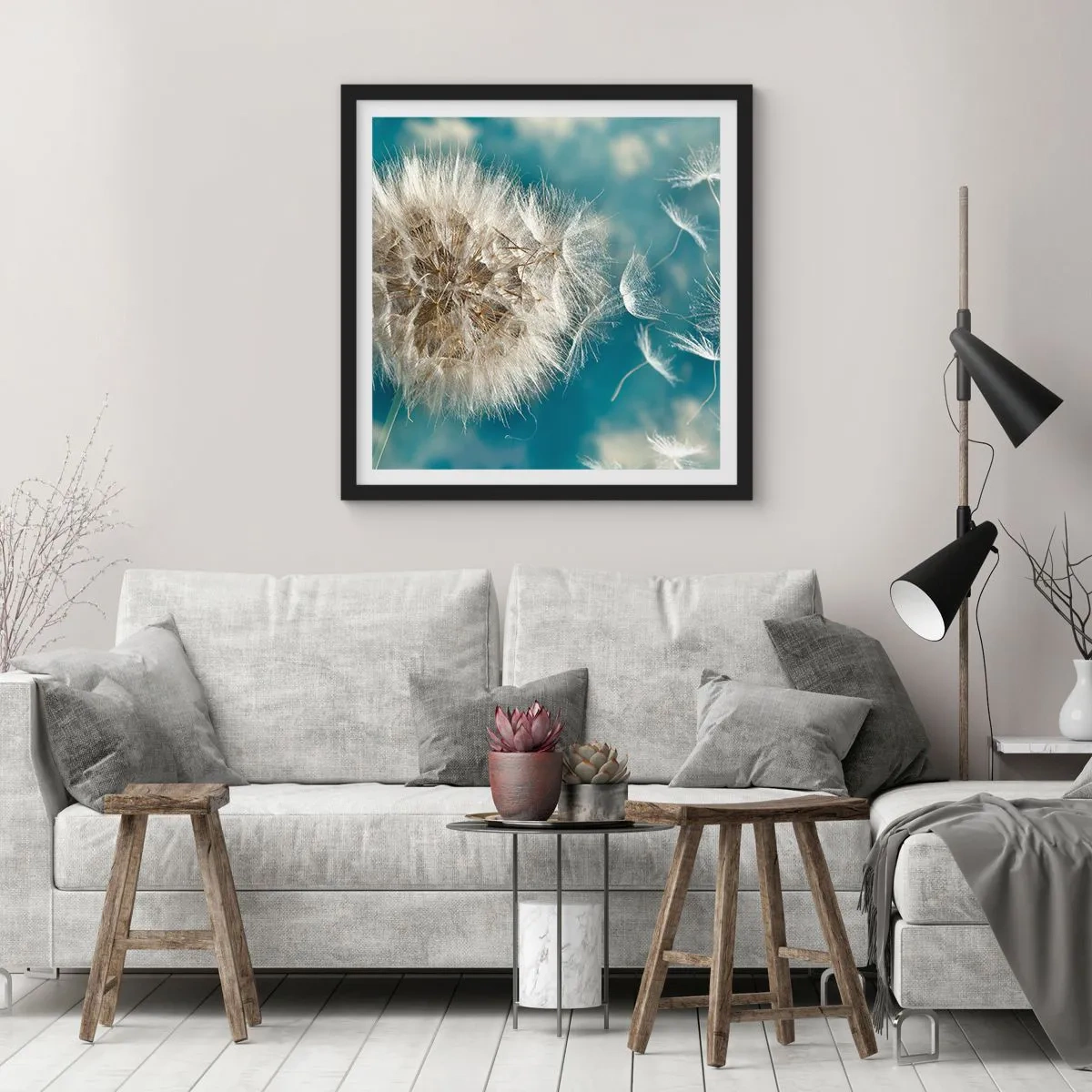Affiche dans un cadre noir - Poster - souffle d'ange - 30x30 cm