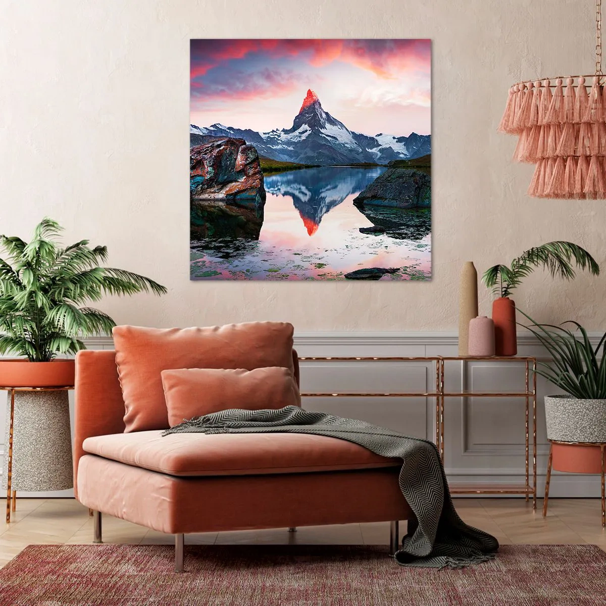 Impression sur toile - Image sur toile - Le coeur des montagnes est chaud - 60x60 cm