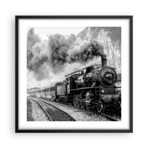 Affiche dans un cadre noir - Poster - Attend à la gare... - 50x50 cm