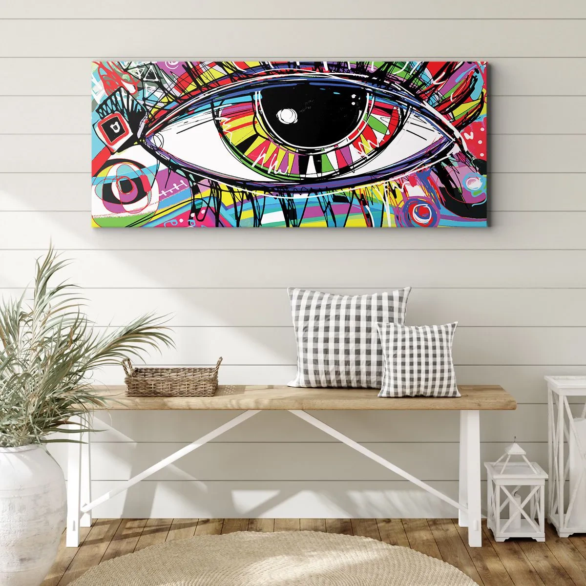 Impression sur toile - Image sur toile - Oeil coloré - âme colorée - 100x40 cm