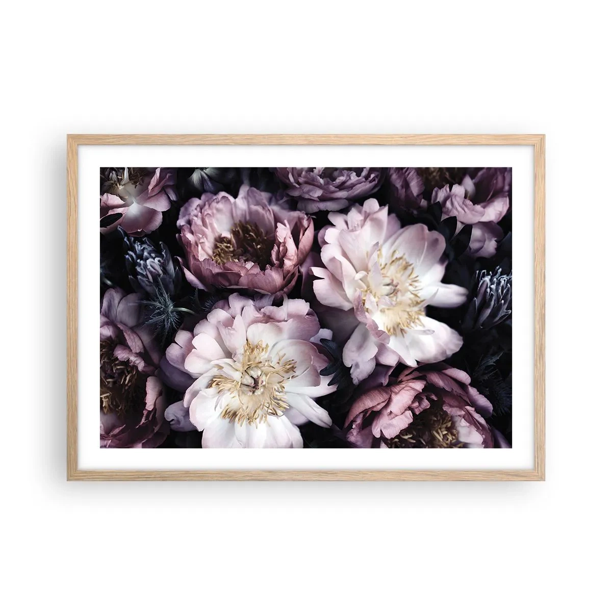Affiche dans un chêne clair - Poster - Bouquet à l'ancienne - 70x50 cm