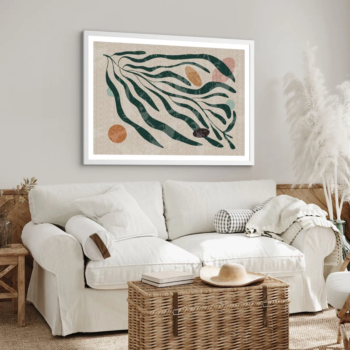 Affiche dans un cadre blanc - Poster - Parmi la verdure - 100x70 cm