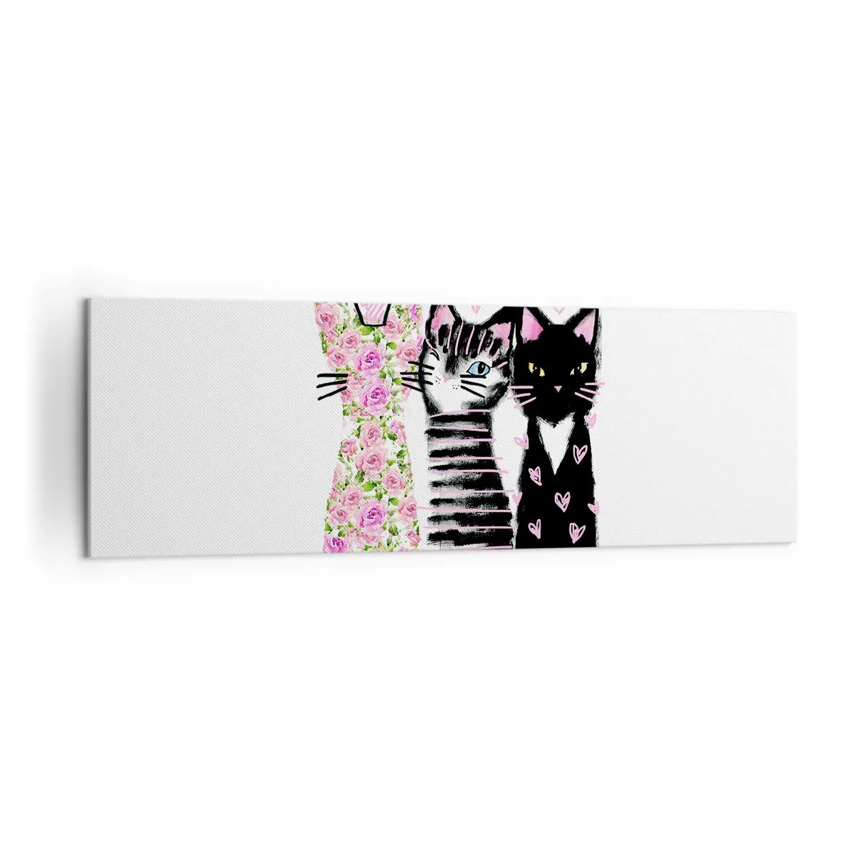 Impression sur toile - Image sur toile - Trois chats aux motifs artistiques variés - 160x50cm - Il y avait trois chats - Décoration murale moderne pour le salon et la chambre ARTTOR