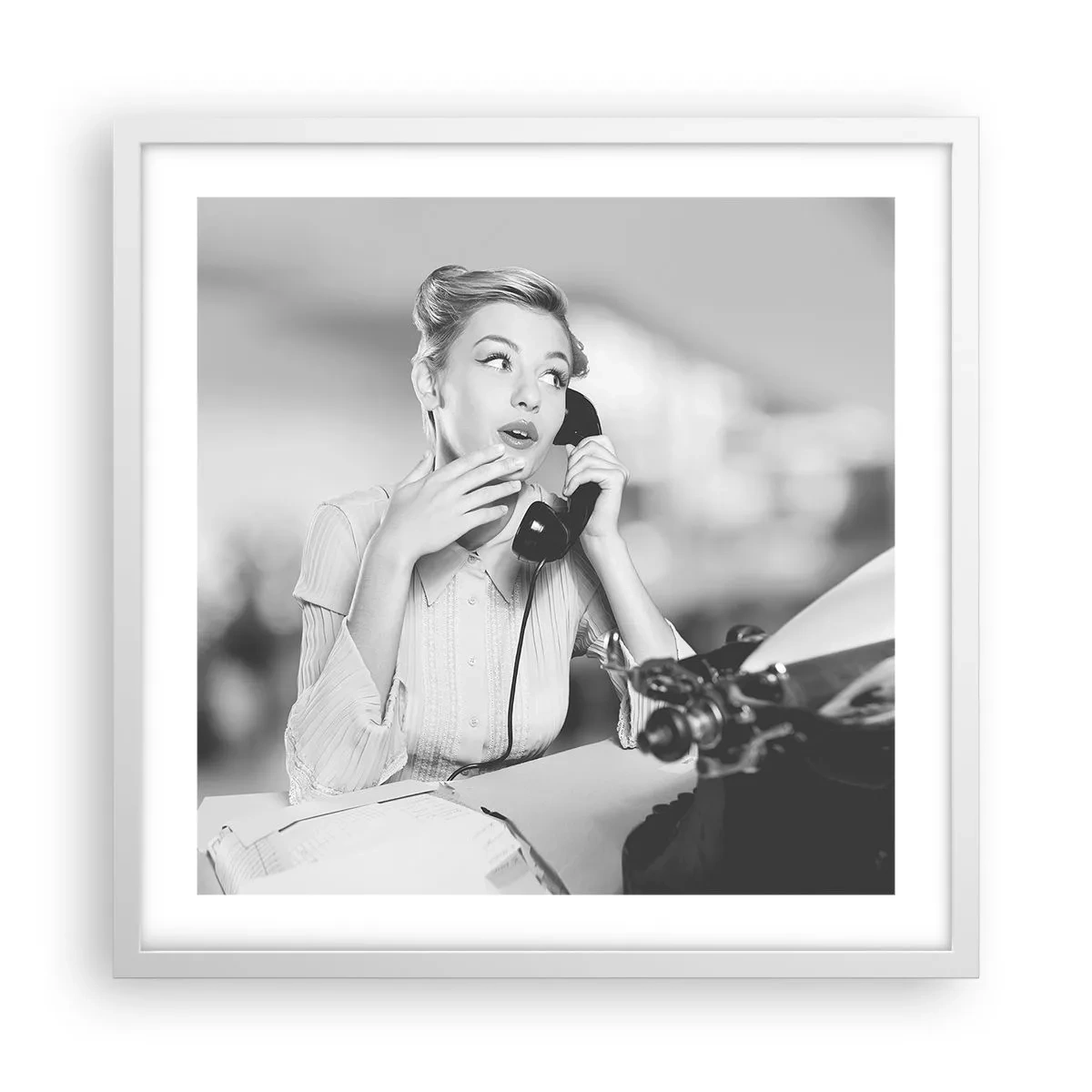 Affiche dans un cadre blanc - Poster - Hello! Ici les années 50 - 50x50 cm