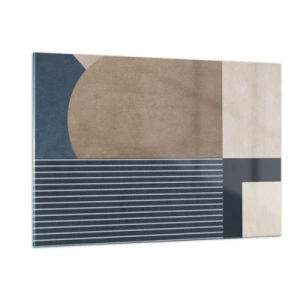 Impression sur verre - Image sur verre - Une forme minimaliste avec un cercle et des lignes en beige - 120x80cm - Composition simple et en rondeur - Décoration murale moderne pour le salon et la chambre ARTTOR