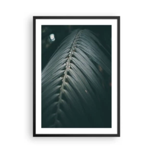 Affiche dans un cadre noir - Poster - Une feuille de palmier dans un ton sombre avec un éclairage doux - 50x70cm - Précision de la nature - Décoration murale moderne pour le salon et la chambre ARTTOR