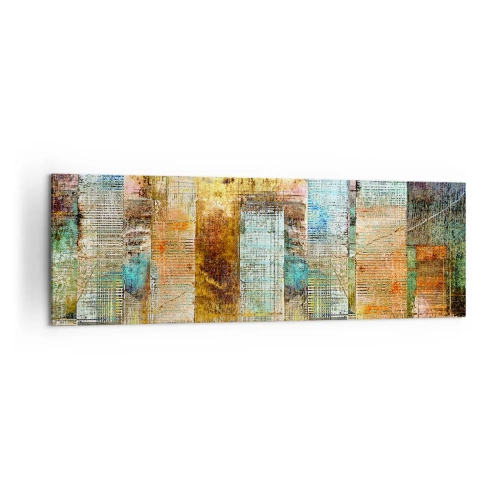 Impression sur toile - Image sur toile - Gratte-ciel abstraits de style industriel - 160x50cm - Une métropole ensoleillée - Décoration murale moderne pour le salon et la chambre ARTTOR