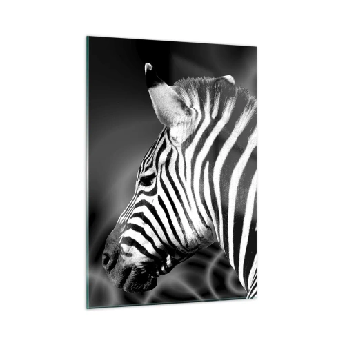 Impression sur verre - Image sur verre - Zèbre en esthétique noir et blanc - 50x70cm - Blanc c'est blanc et noir c'est noir - Décoration murale moderne pour le salon et la chambre ARTTOR