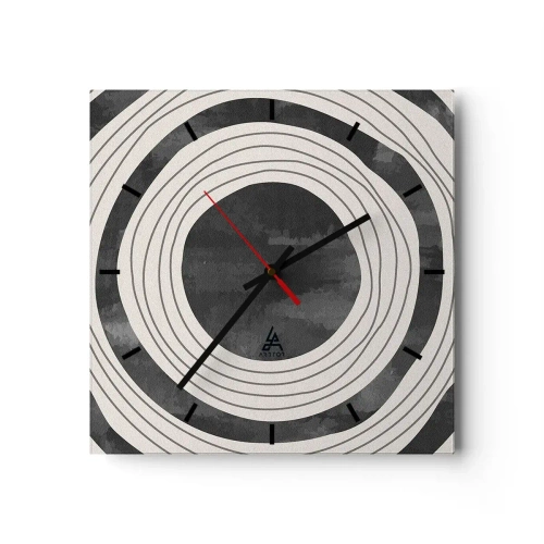 Horloge murale - Pendule murale - Cercles concentriques noirs et blancs sur fond clair - 30x30cm - Droit au but - Décoration murale moderne pour le salon et la chambre ARTTOR