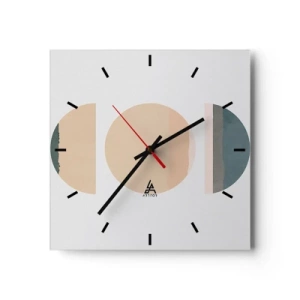 Horloge murale - Pendule murale - Formes géométriques abstraites aux couleurs pastel - 30x30cm - Cercles après cercles - Décoration murale moderne pour le salon et la chambre ARTTOR