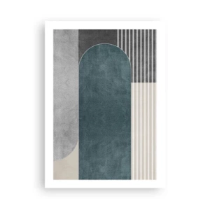 Affiche - Poster - Composition géométrique dans les tons de vert et de gris - 50x70cm - Composition de niveaux - Décoration murale moderne pour le salon et la chambre ARTTOR