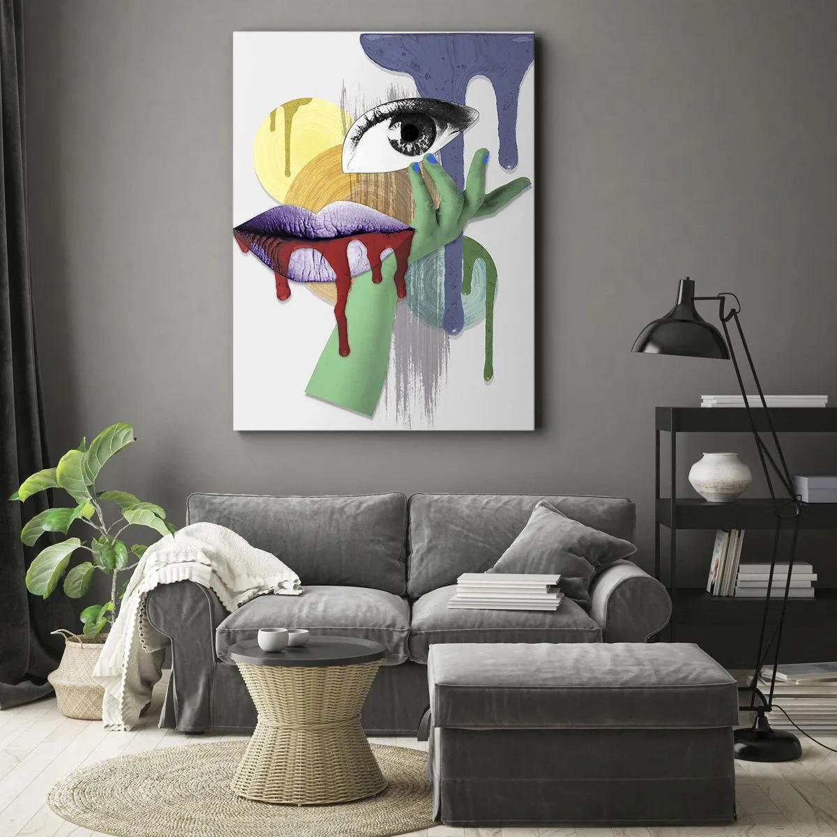 Impression sur toile - Image sur toile - Portrait déconstruit avec des éléments abstraits - 50x70cm - Un portrait déconstruit - Décoration murale moderne pour le salon et la chambre ARTTOR