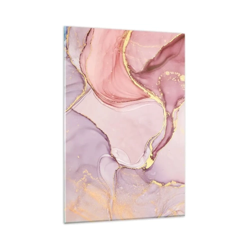 Impression sur verre - Image sur verre - Motifs abstraits délicats dans des tons de rose et d'or - 80x120cm - Caresse de couleurs - Décoration murale moderne pour le salon et la chambre ARTTOR