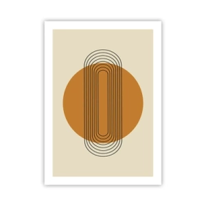 Affiche - Poster - Motif géométrique avec des cercles et des lignes orange - 50x70cm - Plan idéal - Décoration murale moderne pour le salon et la chambre ARTTOR