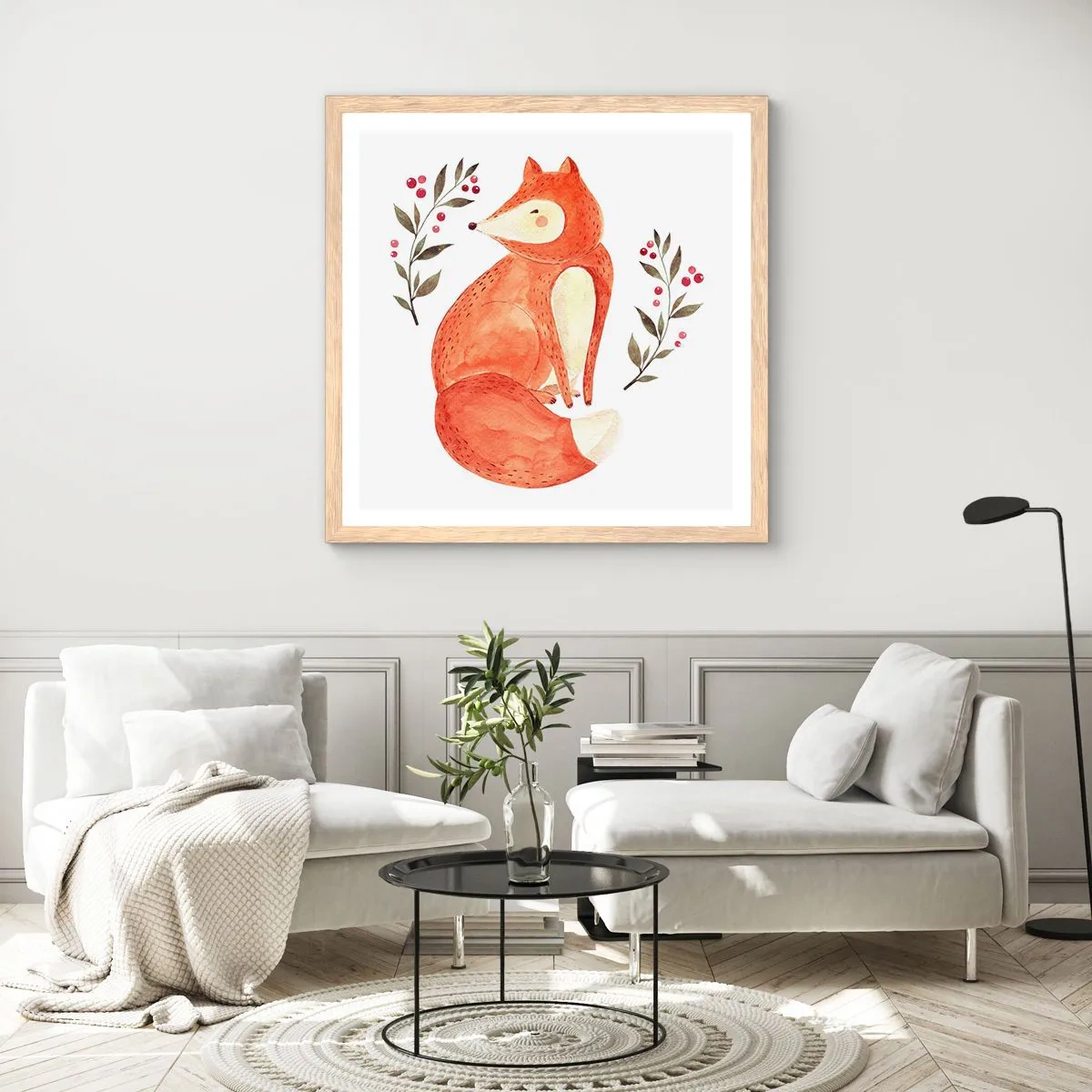 Affiche dans un chêne clair - Poster - Petit rouquin - 40x40 cm