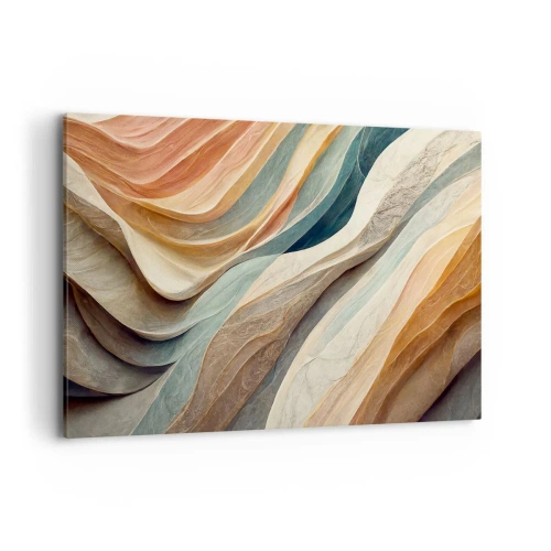 Impression sur toile - Image sur toile - Vagues abstraites aux tons pastel - 100x70cm - Le moment avant le changement - Décoration murale moderne pour le salon et la chambre ARTTOR