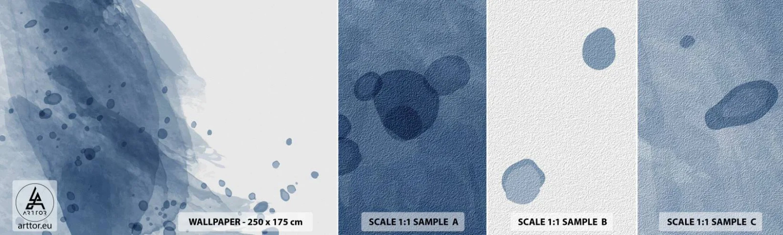 Échantillon De Papier Peint Standard Eco - Tulle bleu - Abstraction, Morceau, Peinture - 100x30 cm