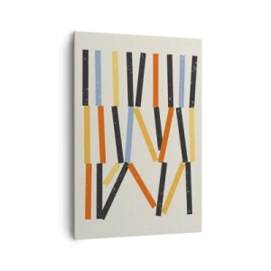 Impression sur toile - Image sur toile - Composition abstraite avec des rectangles colorés et noirs disposés horizontalement - 70x100cm - Composition de niveaux - Décoration murale moderne pour le salon et la chambre ARTTOR