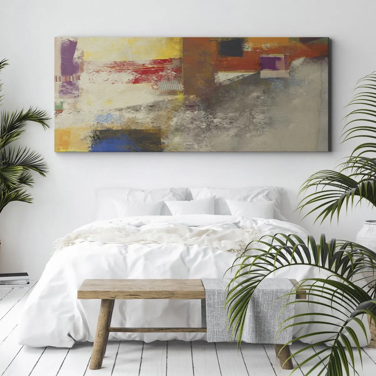 Impression sur toile - Image sur toile - Géométrie des couleurs - 100x40 cm