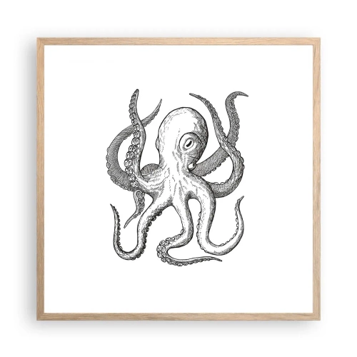 Affiche dans un chêne clair - Poster - Dansant avec les vagues - 60x60 cm