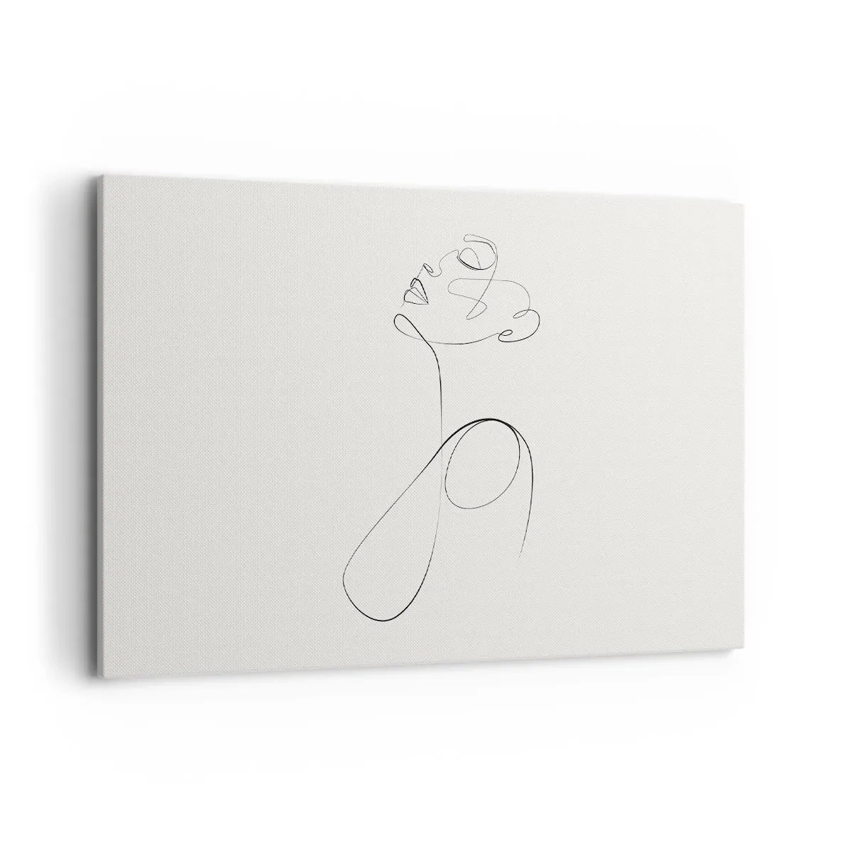 Impression sur toile - Image sur toile - Croquis de visage minimaliste au trait sur fond blanc - 100x70cm - En boucle dans les rêves - Décoration murale moderne pour le salon et la chambre ARTTOR