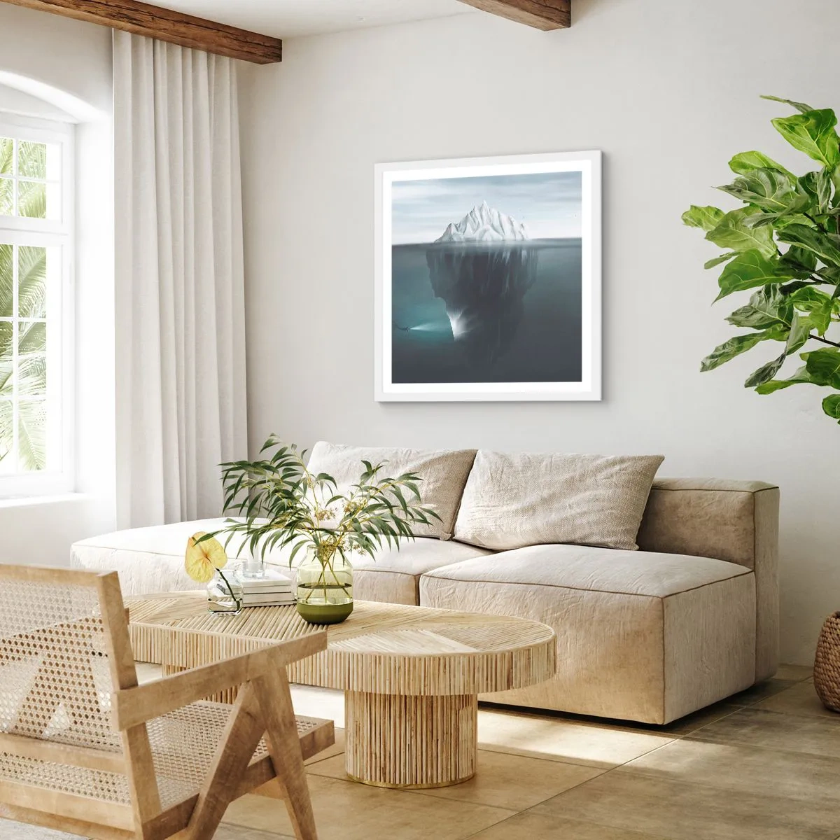 Affiche dans un cadre blanc - Poster - Mystère sous-marin - 50x50 cm