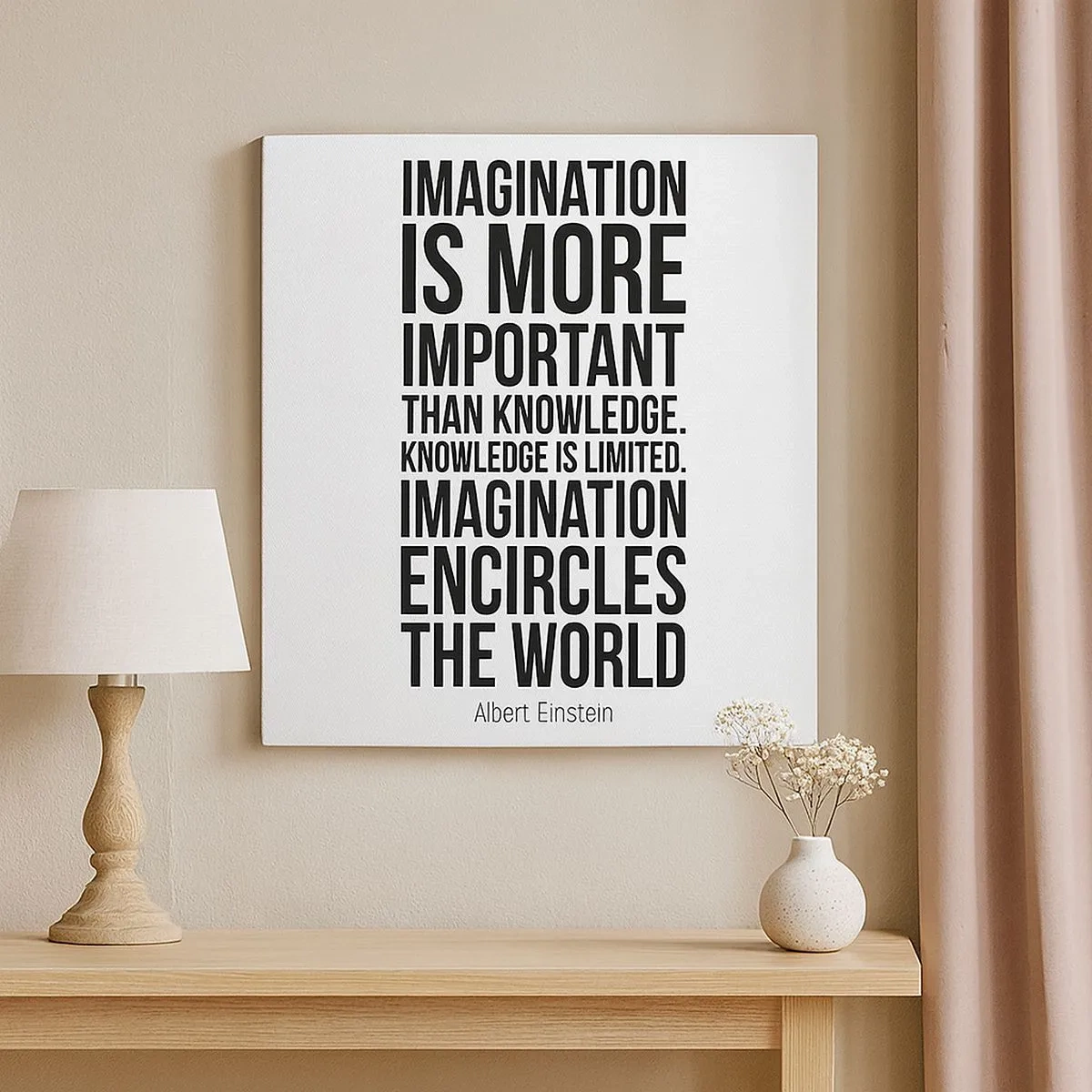 Impression sur toile - Image sur toile - Einstein sur le pouvoir de l'imagination - 30x30 cm