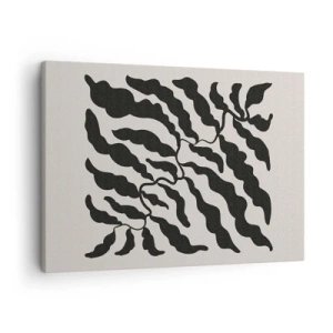 Impression sur toile - Image sur toile - Brindilles avec des feuilles noires sur fond clair - 70x50cm - La nature du carré - Décoration murale moderne pour le salon et la chambre ARTTOR