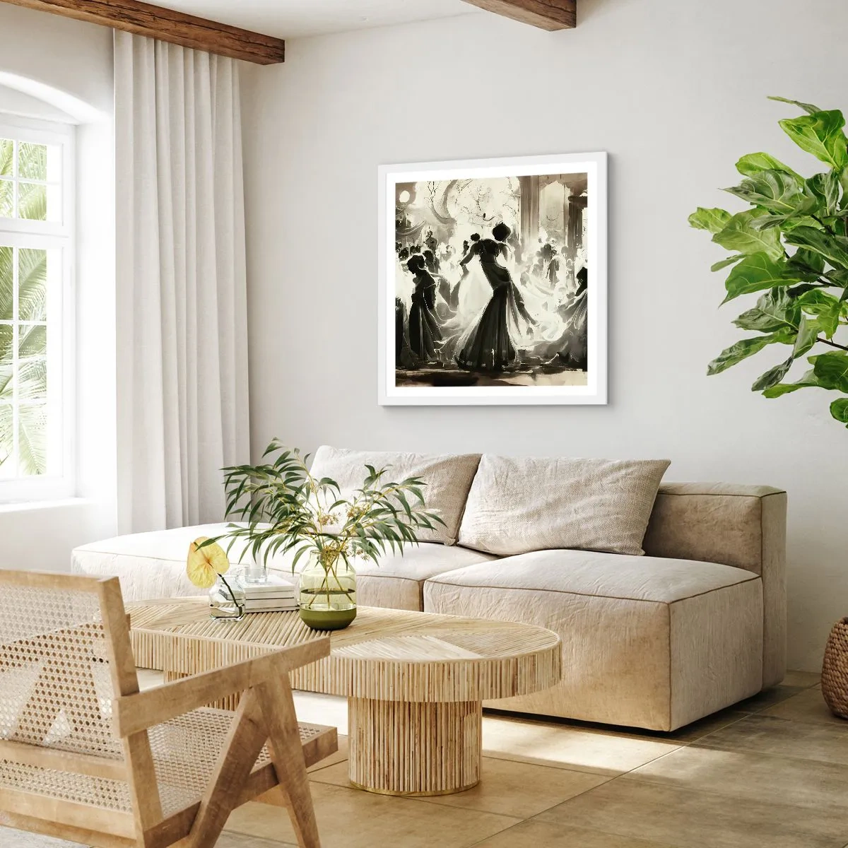 Affiche dans un cadre blanc - Poster - La grande mascarade - 30x30 cm