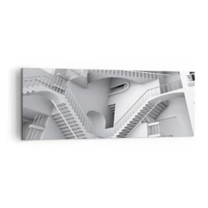 Impression sur toile - Image sur toile - Une composition abstraite d'escaliers dans un agencement spatial surréaliste - 140x50cm - Paradoxes spatiaux - Décoration murale moderne pour le salon et la chambre ARTTOR