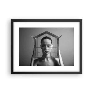 Affiche dans un cadre noir - Poster - Portrait un peu surréaliste - 40x30 cm