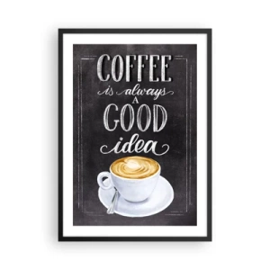 Affiche dans un cadre noir - Poster - Affiche de café avec lettrage style tableau noir - 50x70cm - Bien sûr! - Décoration murale moderne pour le salon et la chambre ARTTOR
