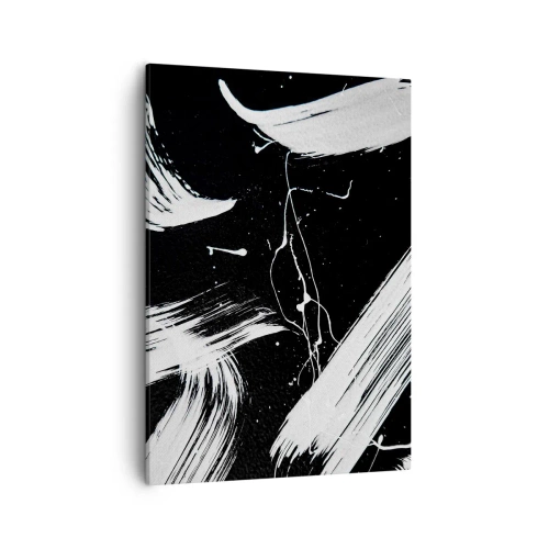 Impression sur toile - Image sur toile - Traits blancs abstraits sur fond noir - 50x70cm - Briser les ténèbres - Décoration murale moderne pour le salon et la chambre ARTTOR