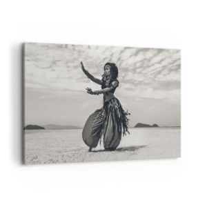 Impression sur toile - Image sur toile - Danseuse exotique sur fond de désert - 120x80cm - Danse des îles du sud - Décoration murale moderne pour le salon et la chambre ARTTOR